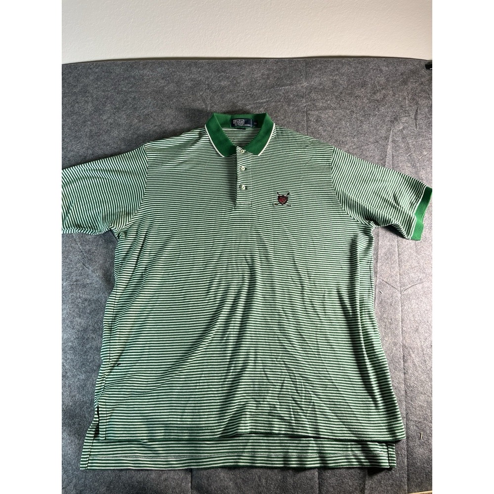 Polo Ralph Lauren Vintage 90's Y2K Golf Crest Striped Polo Shirt Mens Size‎ XL